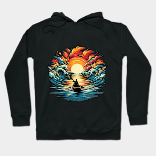 Vintage Sunset Canoeing Design Hoodie